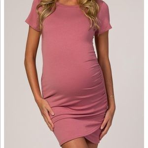 Pink blush casual maternity dress